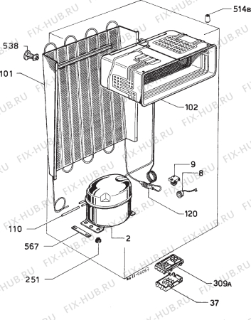 Взрыв-схема холодильника Frigidaire R202 - Схема узла Refrigerator cooling system